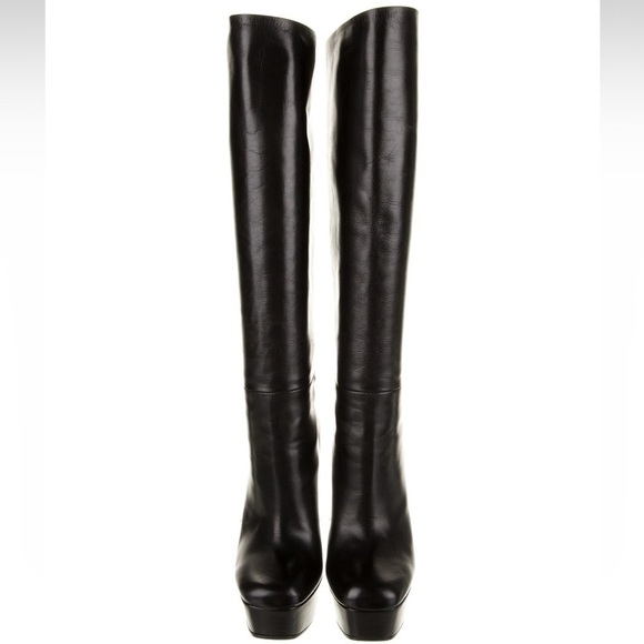 GUCCI LEATHER KNEE HIGH BOOTS 5.75” sky high heels & 1.75” platforms size 37.5 - Picture 5 of 16